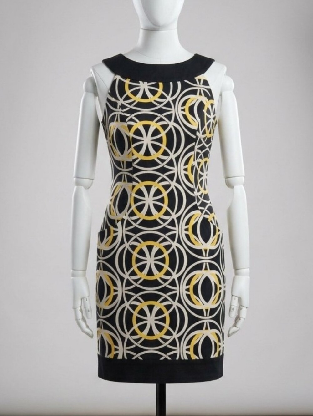 I.N. Studio sleevless abstract Geometric print Yellow, black, and white dress